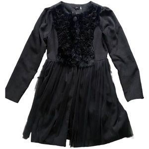 Ryu Anthropologie black rabbit fur coat; size M